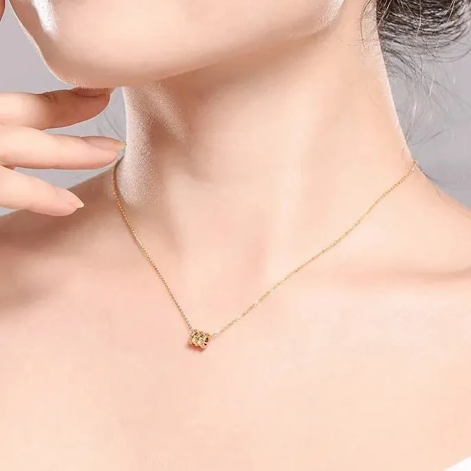18k Yellow Gold Tubular Design Pendant Necklace