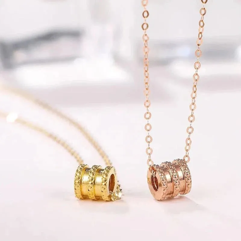 18k Yellow Gold Tubular Design Pendant Necklace