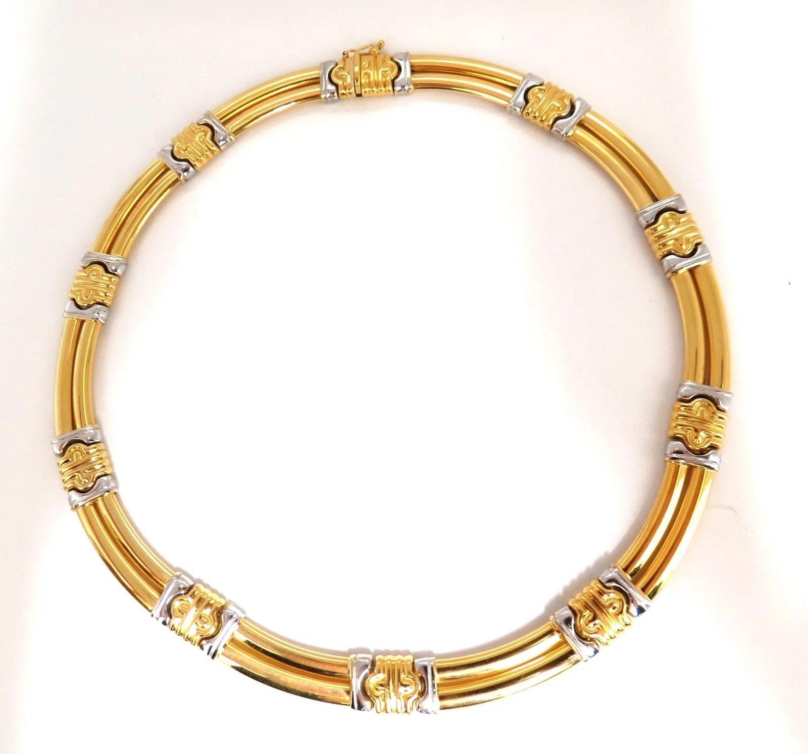 18kt Gold Byzantine Deco Link Necklace Two toned