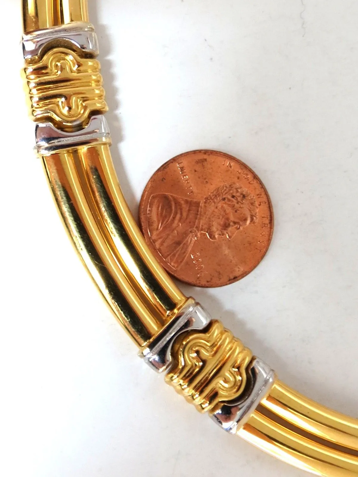 18kt Gold Byzantine Deco Link Necklace Two toned