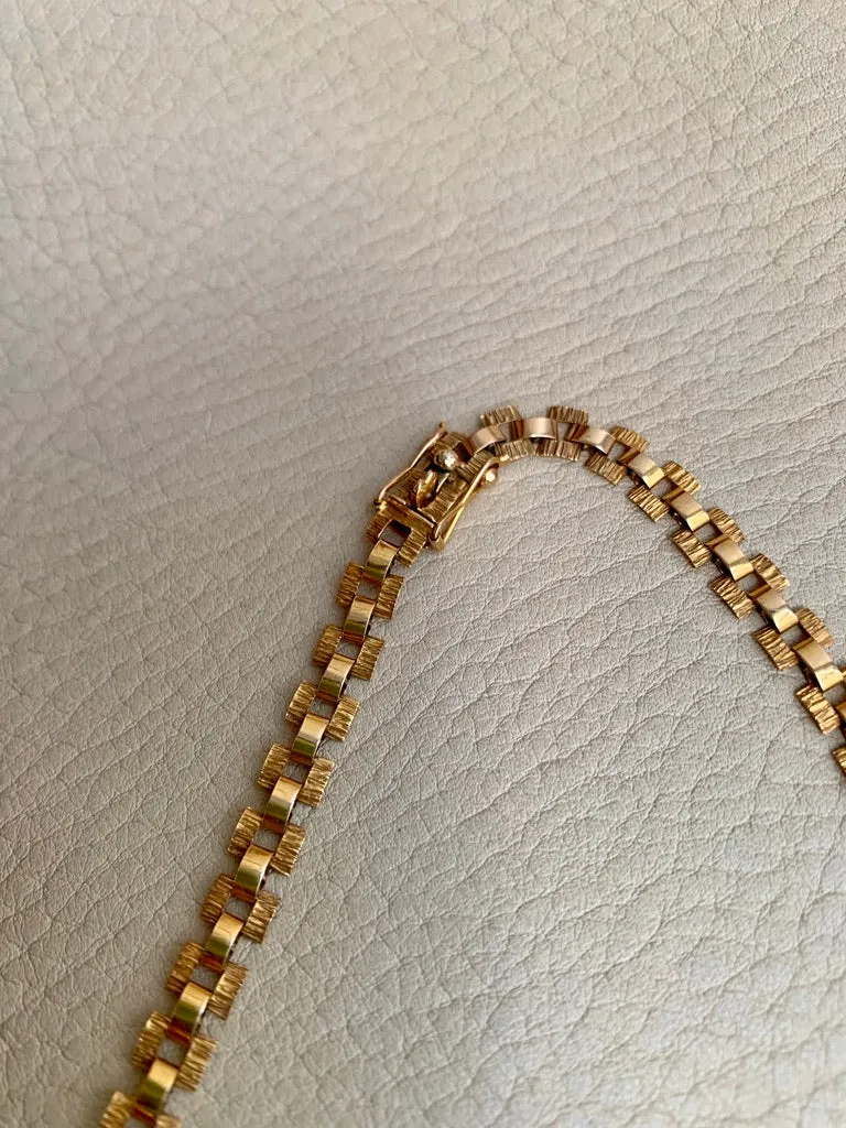 1967 Cleopatra link 14k solid gold necklace - Finland by Nils Westerback - 16.75 inch length
