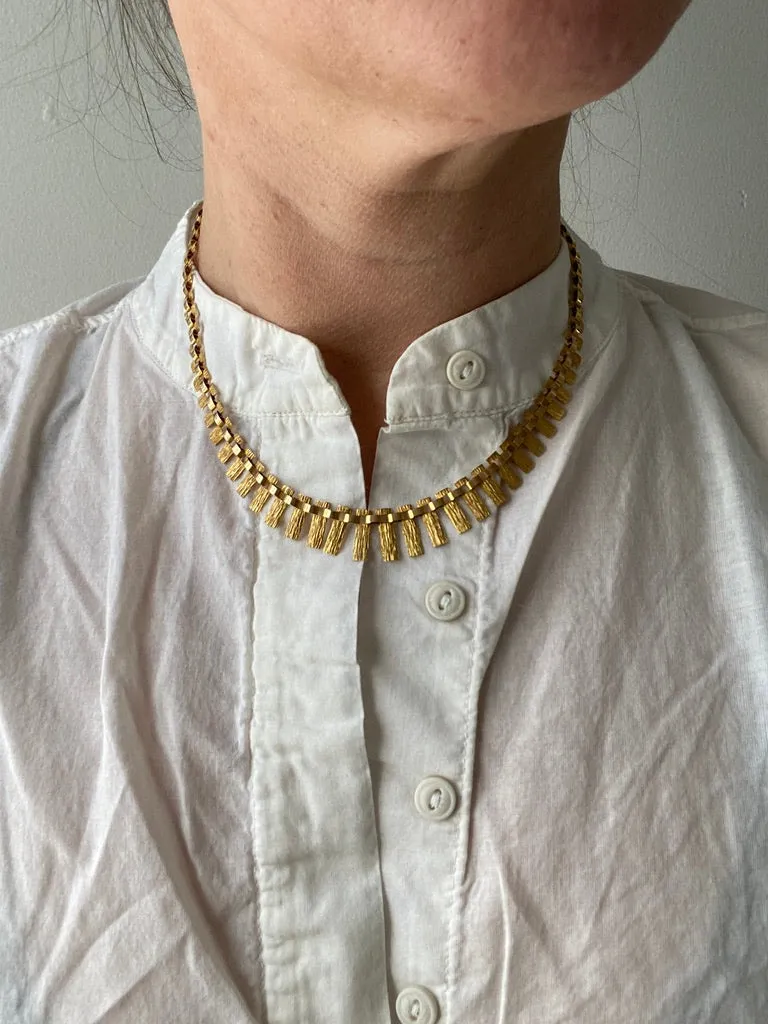 1967 Cleopatra link 14k solid gold necklace - Finland by Nils Westerback - 16.75 inch length