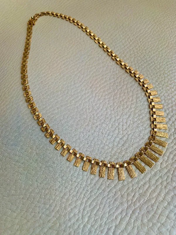 1967 Cleopatra link 14k solid gold necklace - Finland by Nils Westerback - 16.75 inch length