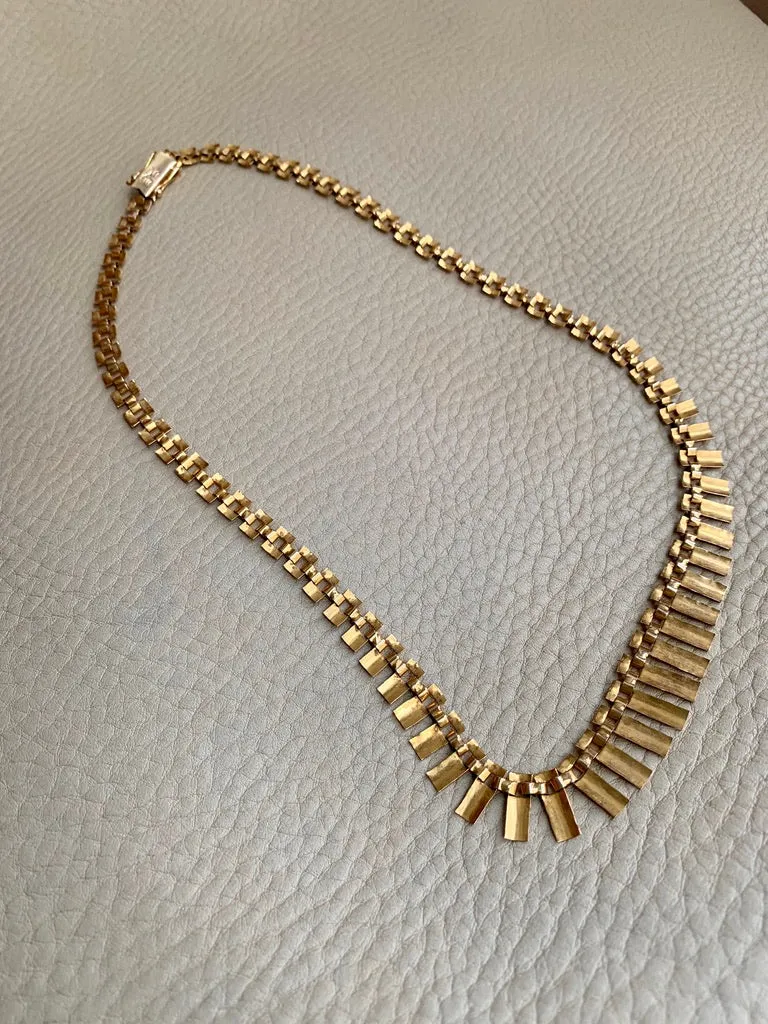 1967 Cleopatra link 14k solid gold necklace - Finland by Nils Westerback - 16.75 inch length