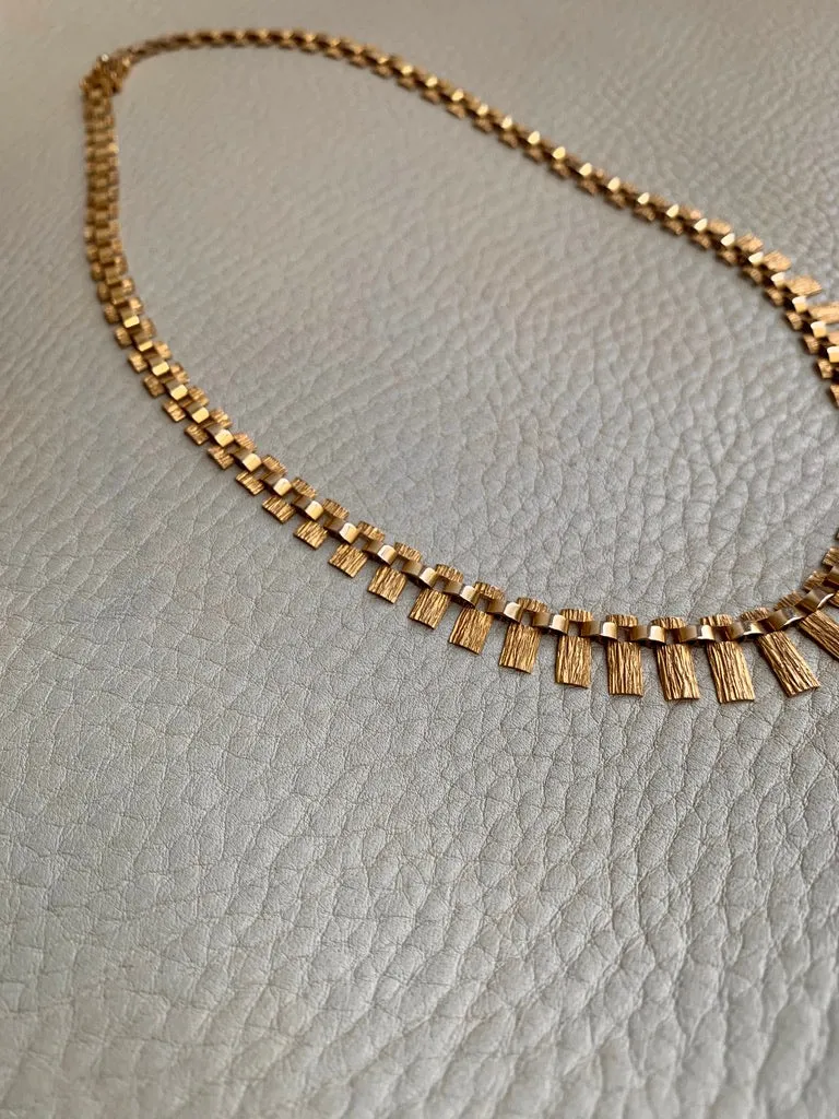 1967 Cleopatra link 14k solid gold necklace - Finland by Nils Westerback - 16.75 inch length