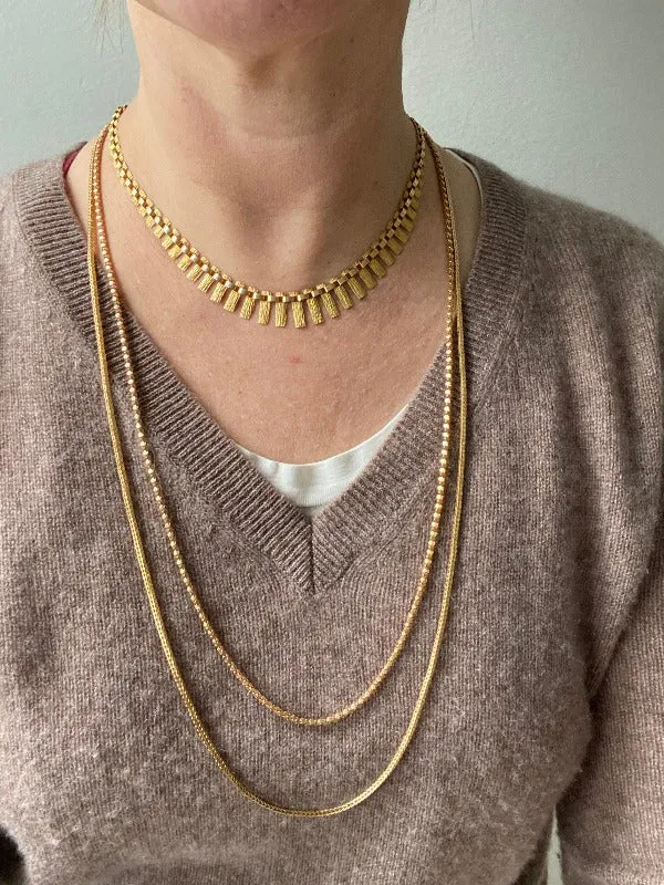 1967 Cleopatra link 14k solid gold necklace - Finland by Nils Westerback - 16.75 inch length