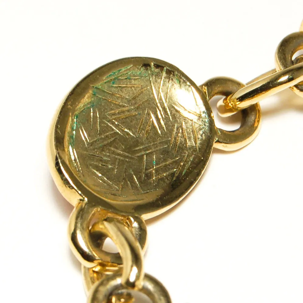 1980's Etruscan Influence Necklace with Red Cabochon