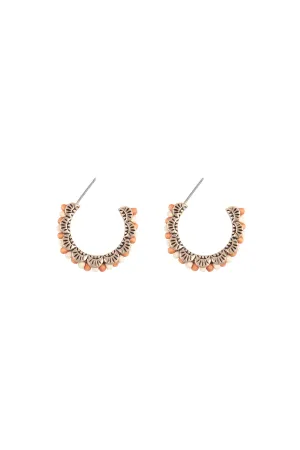 1" WOOD BEAD WESTERN CONCHO HOOP EARRINGS