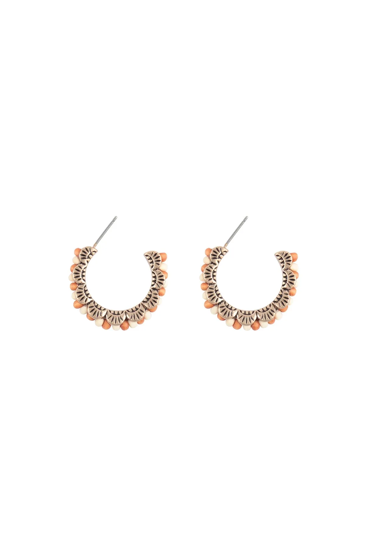 1" WOOD BEAD WESTERN CONCHO HOOP EARRINGS