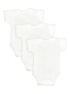 3 Pack - 100% Cotton White Short Sleeved Bodysuits