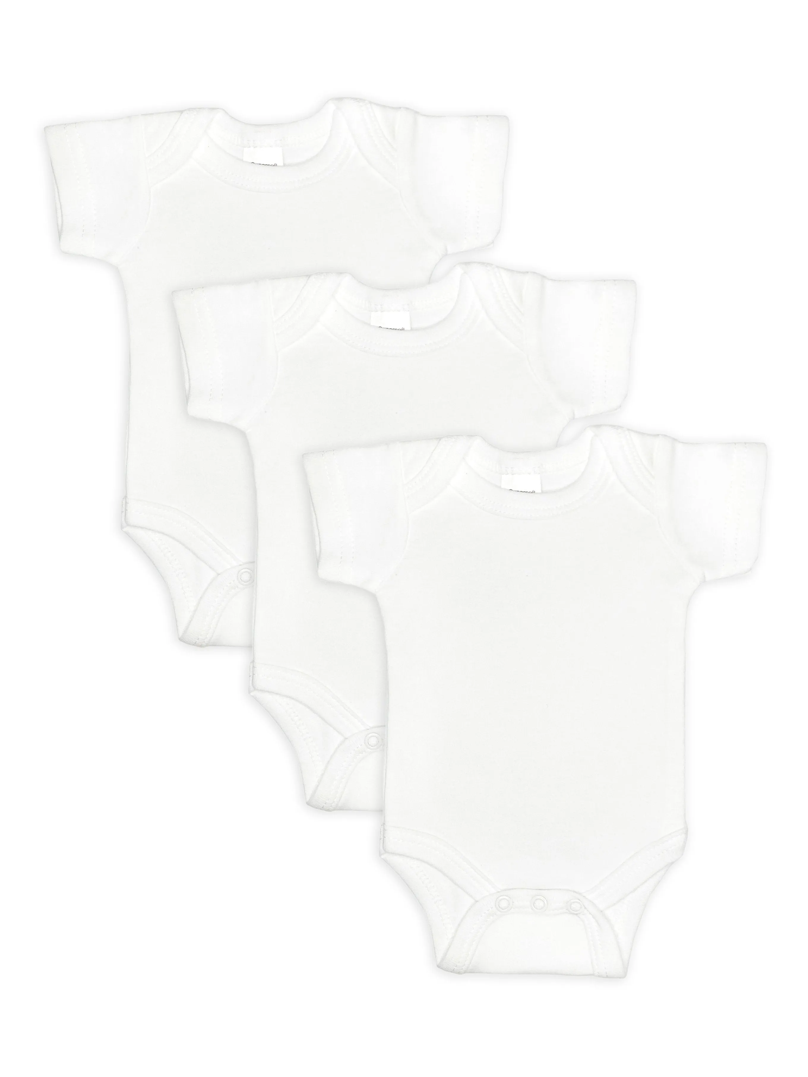3 Pack - 100% Cotton White Short Sleeved Bodysuits