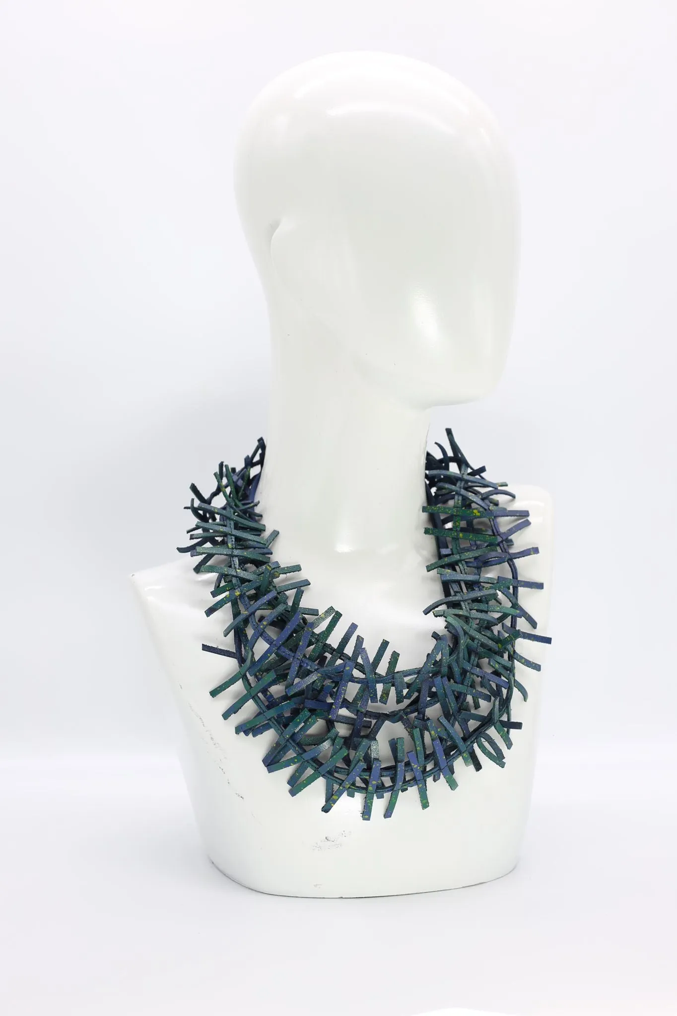 3-strand Recycled Leather Fir Necklaces - Hand painted