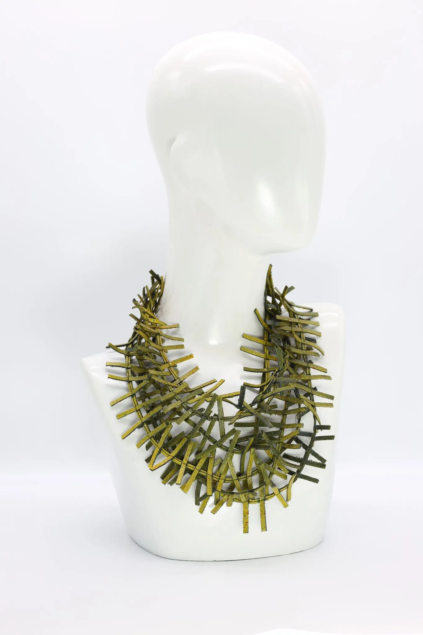 3-strand Recycled Leather Fir Necklaces - Hand painted