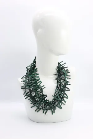 3-strand Recycled Leather Fir Necklaces - Hand painted