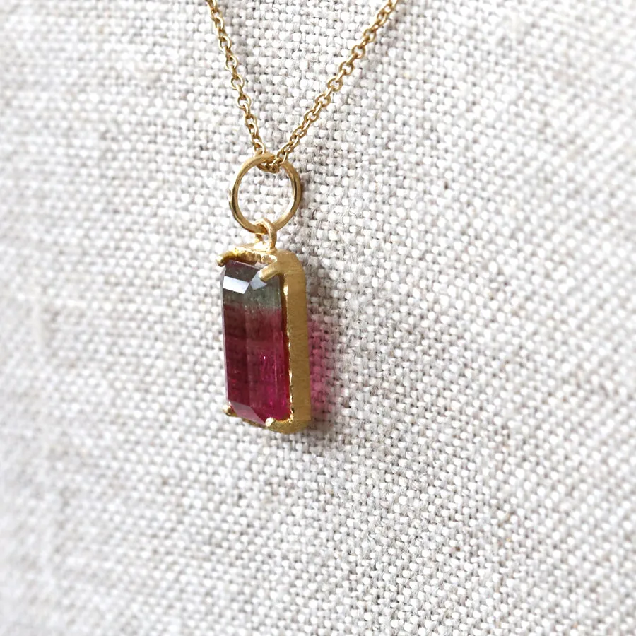 3.63ct watermelon tourmaline necklace