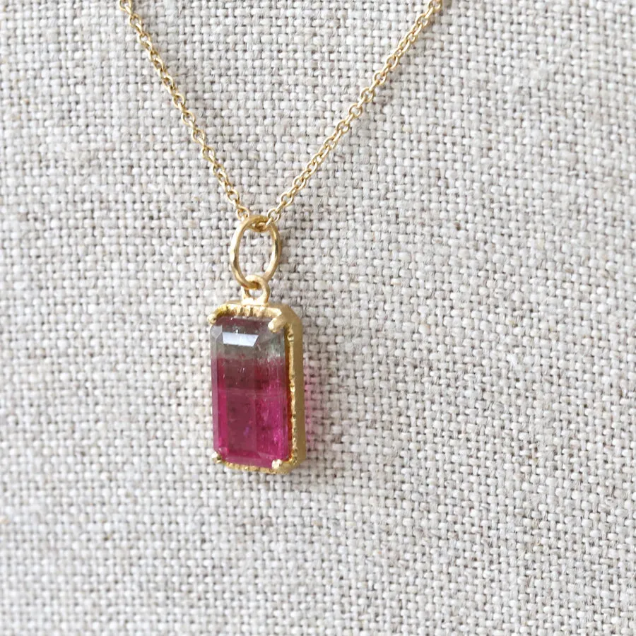 3.63ct watermelon tourmaline necklace