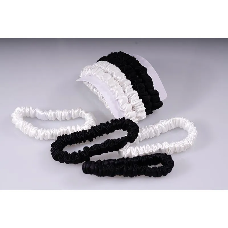 4 Pack Skinny Silk Scrunchies - Black & White - dropshipping