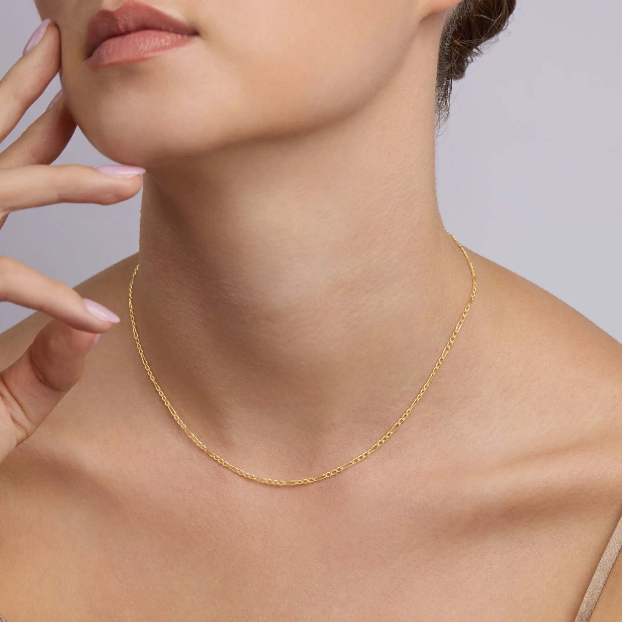40cm 9ct Yellow Gold Figaro Chain Necklace