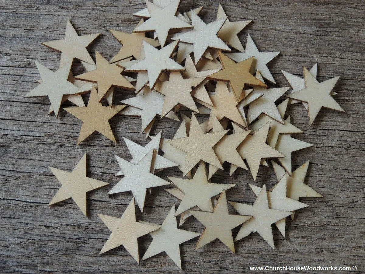 50 Wood Stars 1-1/2 inch