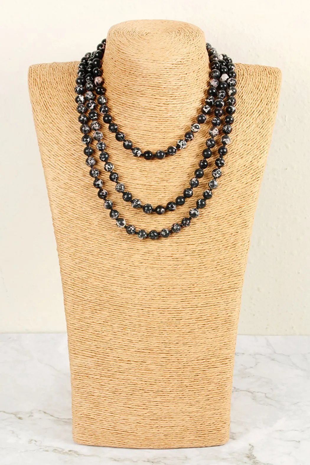 60 Inches Marble Beads Long Necklace