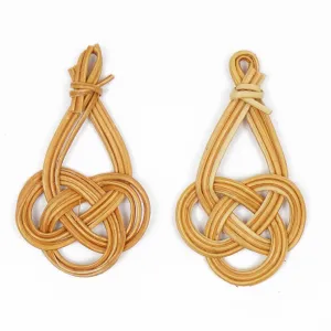 6pcs Natural Rattan Earring Pendant Chinese Knot Wooden Straw Charms Handwoven Findings Jewelry Making 103945