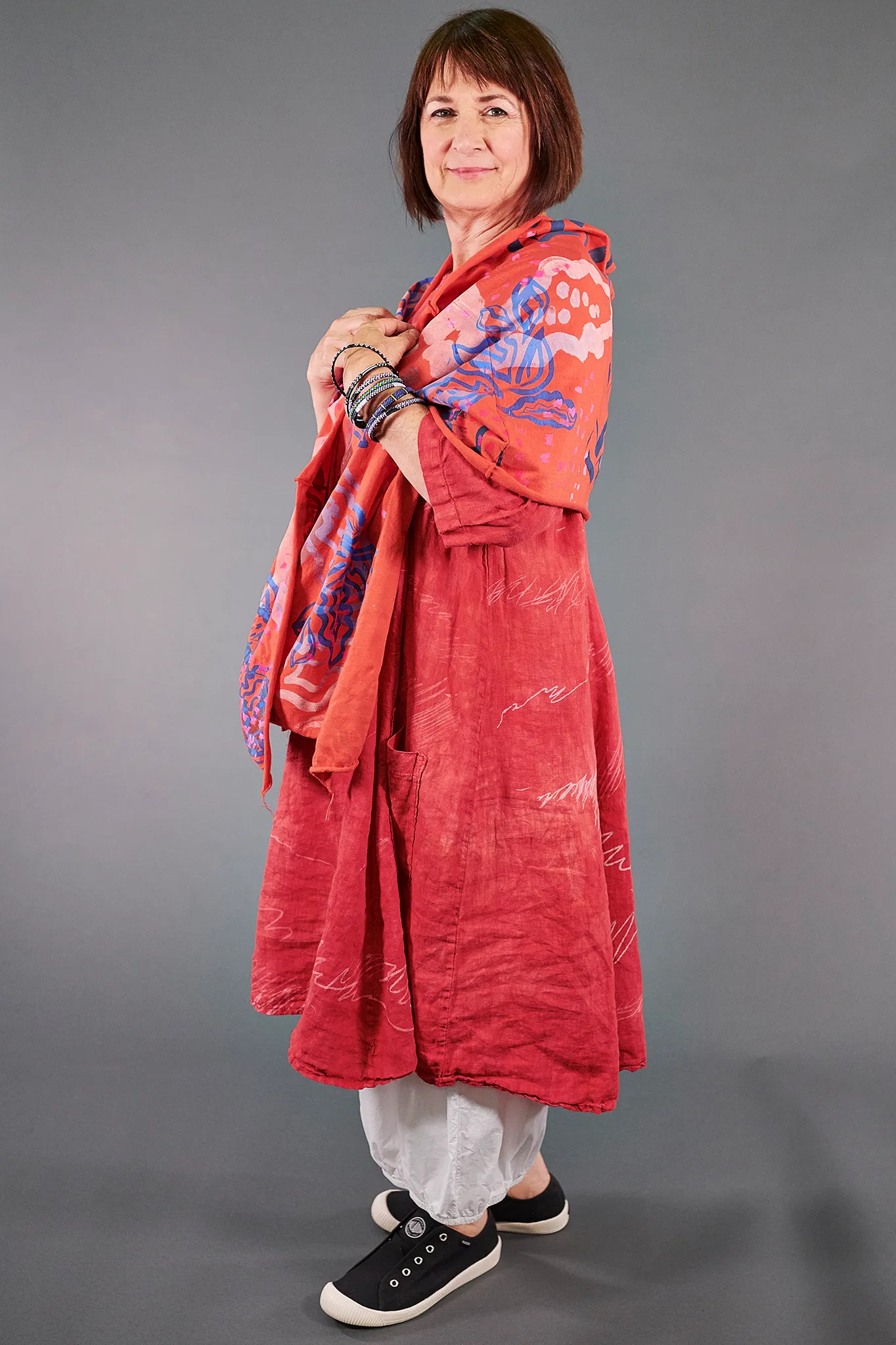 8001 Cotton Long Scarf-Coral-P
