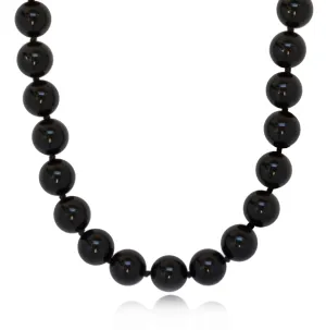 8mm Black Onyx Necklace with 925 Sterling Silver Clasp