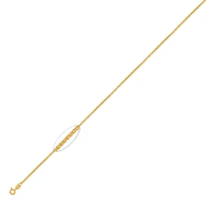925 Sterling Silver 1.5mm Gold Plated Pendant Bracelet  10" Unisex