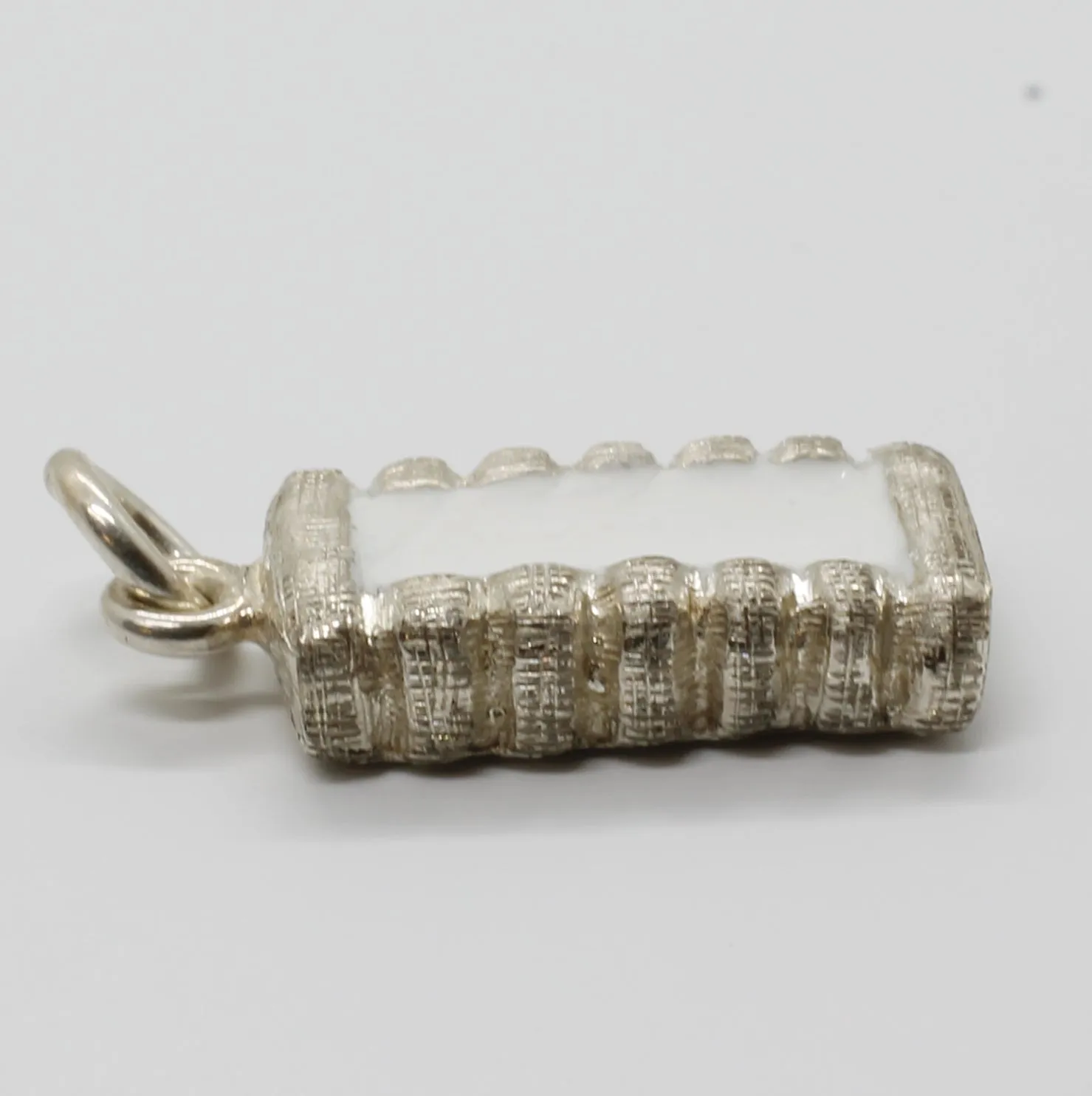 925 Sterling Silver Hand Enameled Cotton Bale Charm