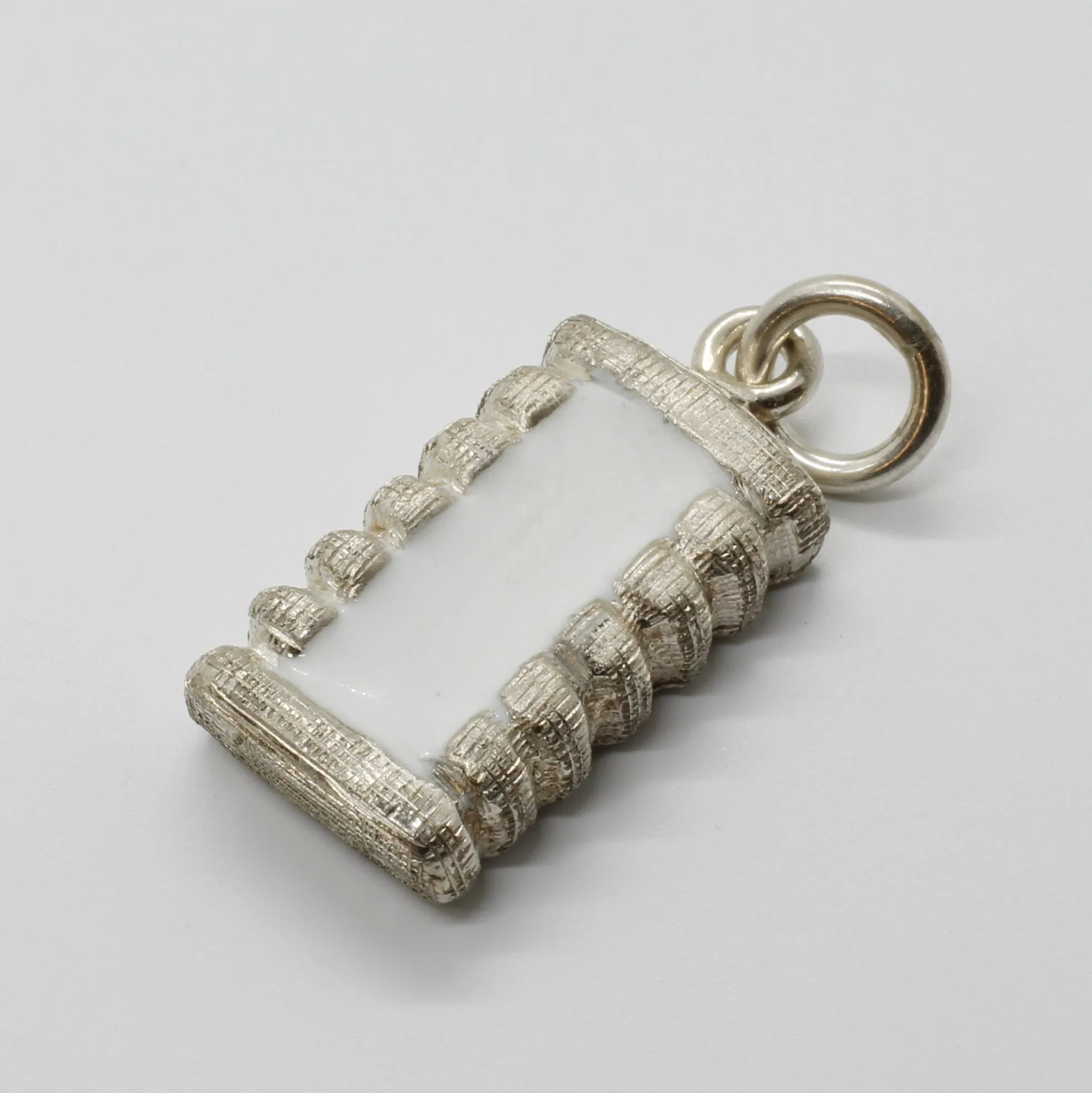 925 Sterling Silver Hand Enameled Cotton Bale Charm