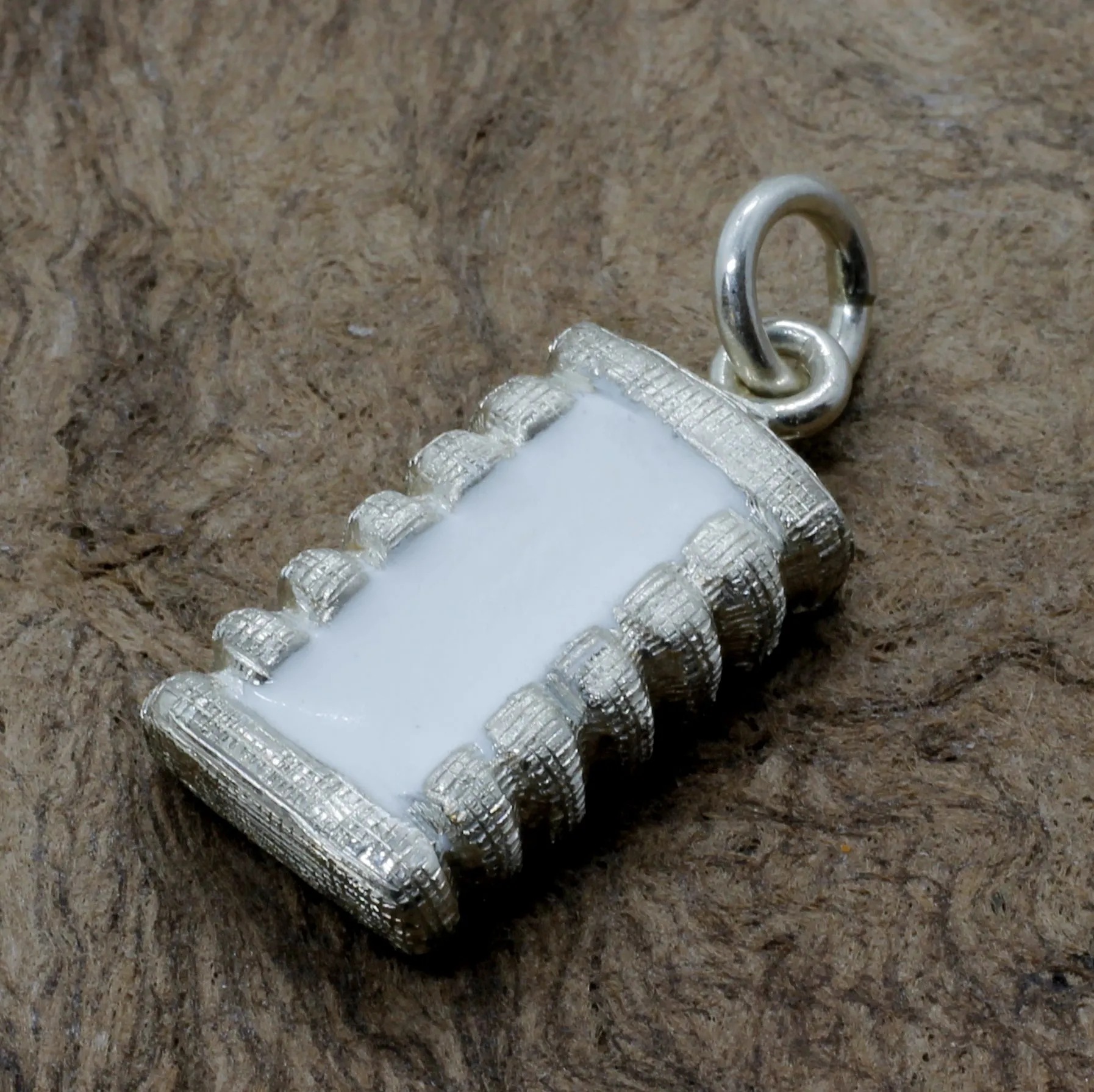 925 Sterling Silver Hand Enameled Cotton Bale Charm