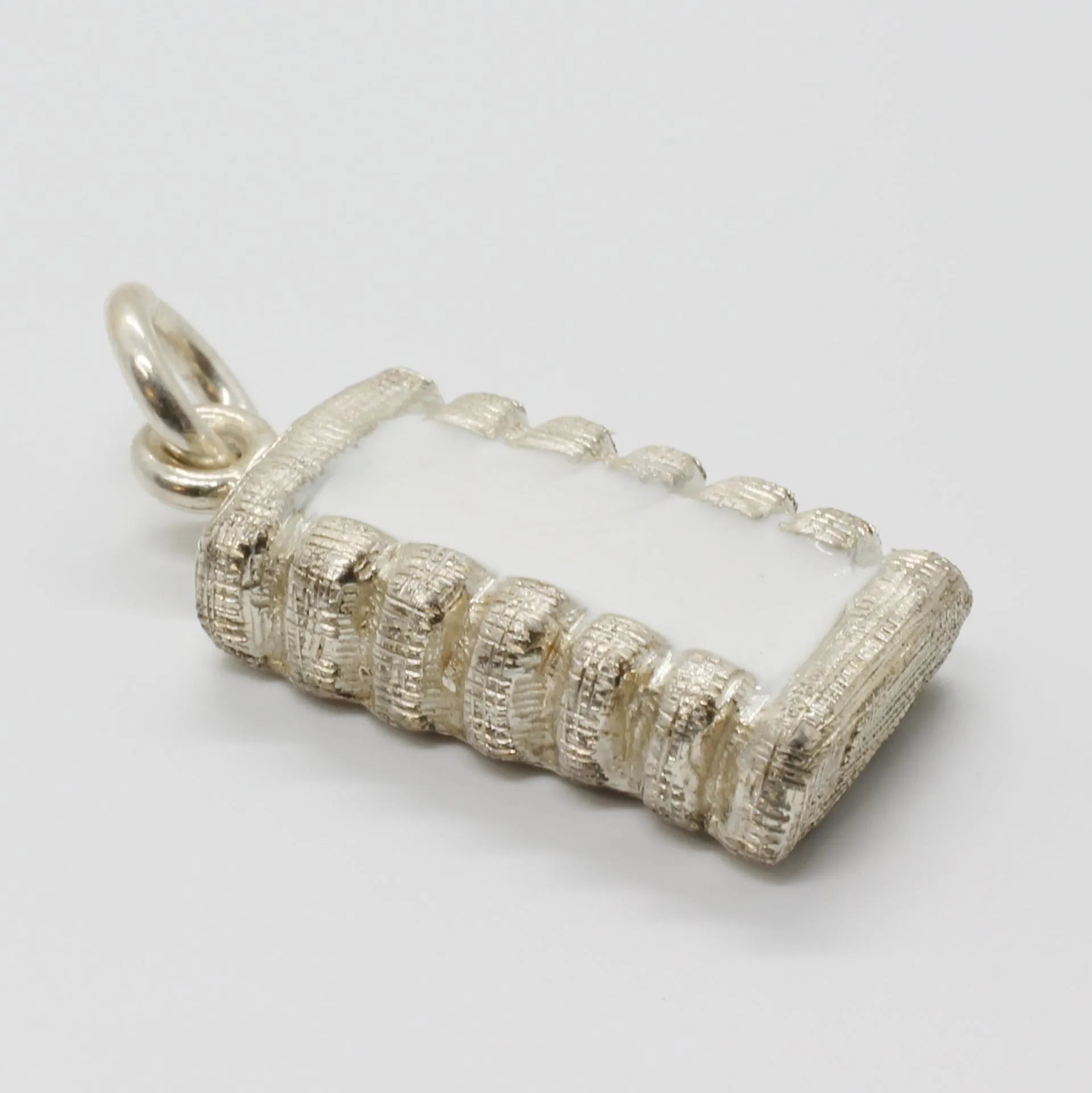 925 Sterling Silver Hand Enameled Cotton Bale Charm
