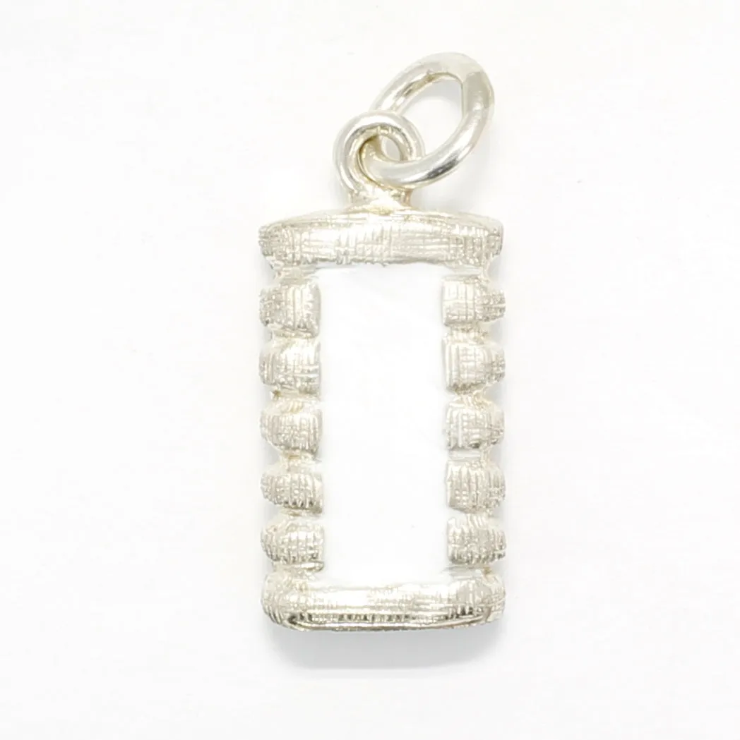 925 Sterling Silver Hand Enameled Cotton Bale Charm