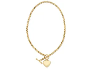 9ct Yellow Gold Silver Infused Belcher Heart FOB Necklace