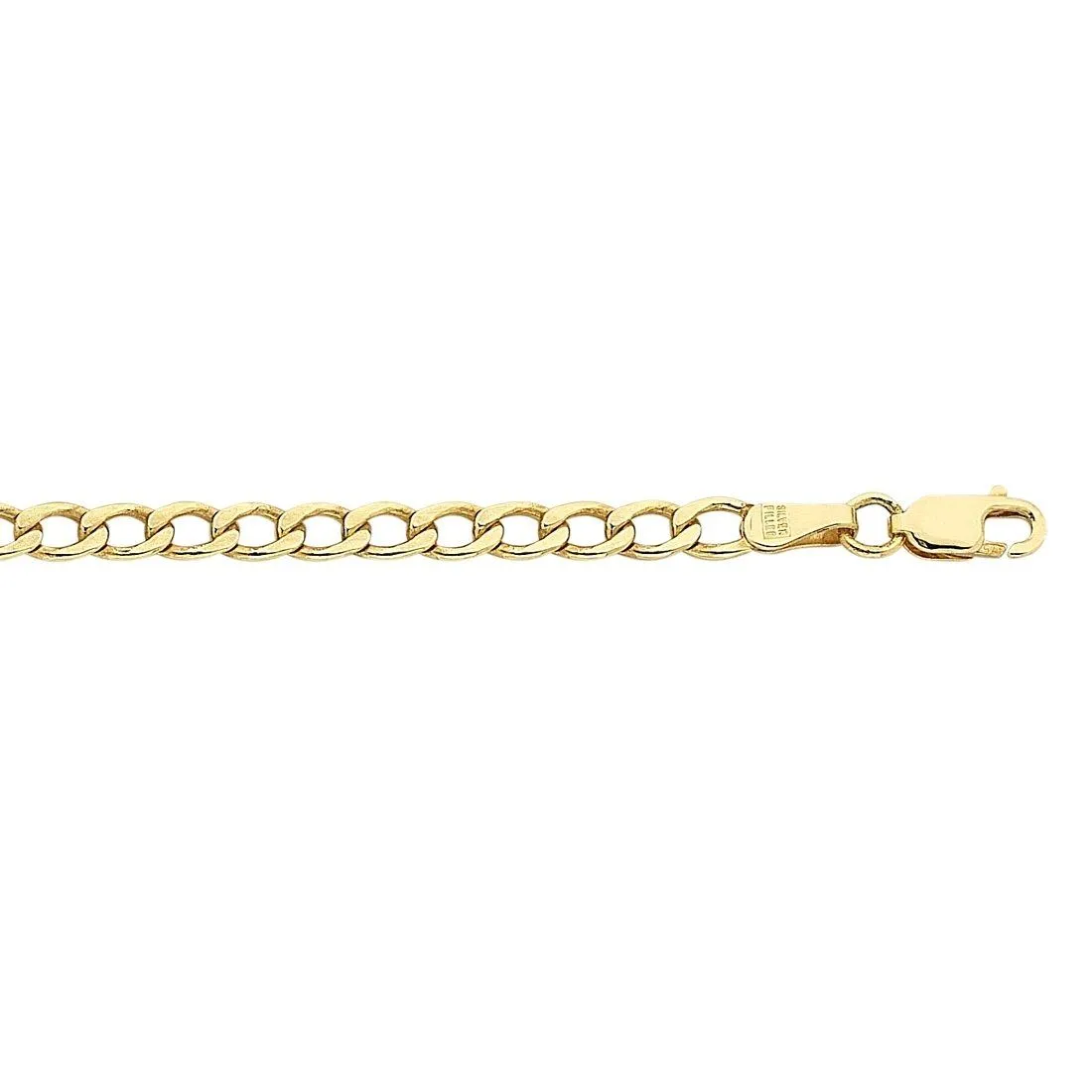 9ct Yellow Gold Silver Infused Curb Necklace 55cm