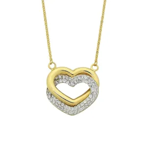 9ct Yellow Gold Silver Infused Interlocked Hearts Necklace