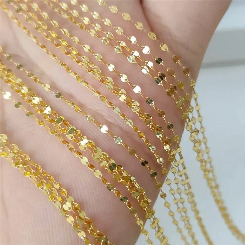 9k Yellow Gold Tile Chain Necklace