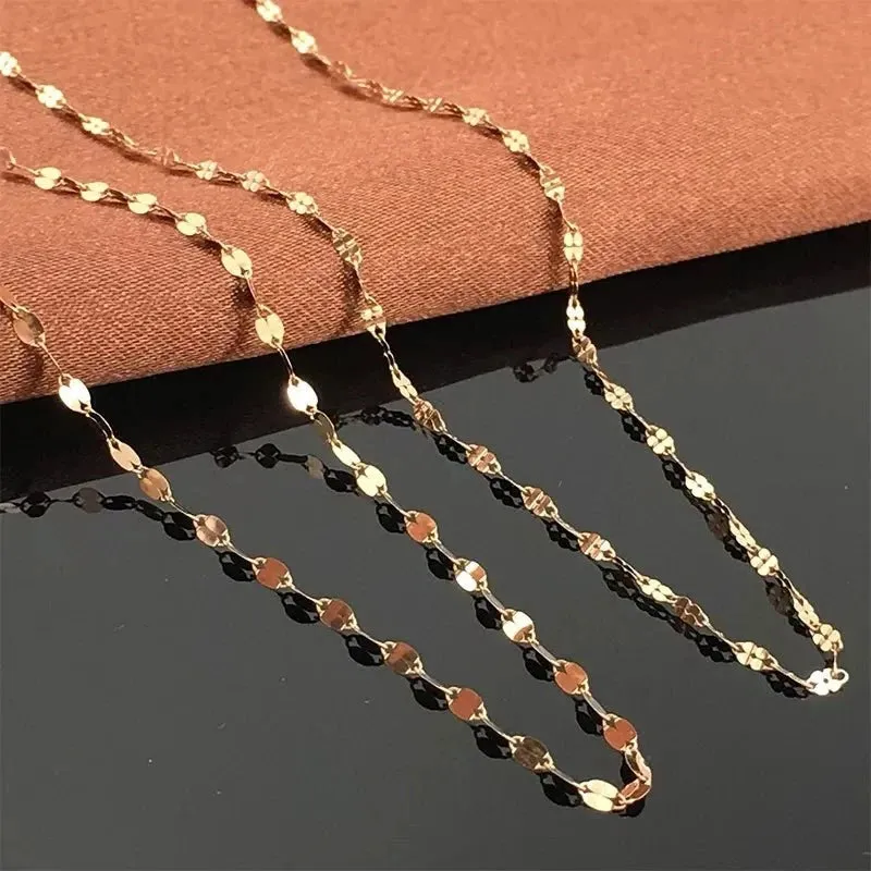 9k Yellow Gold Tile Chain Necklace
