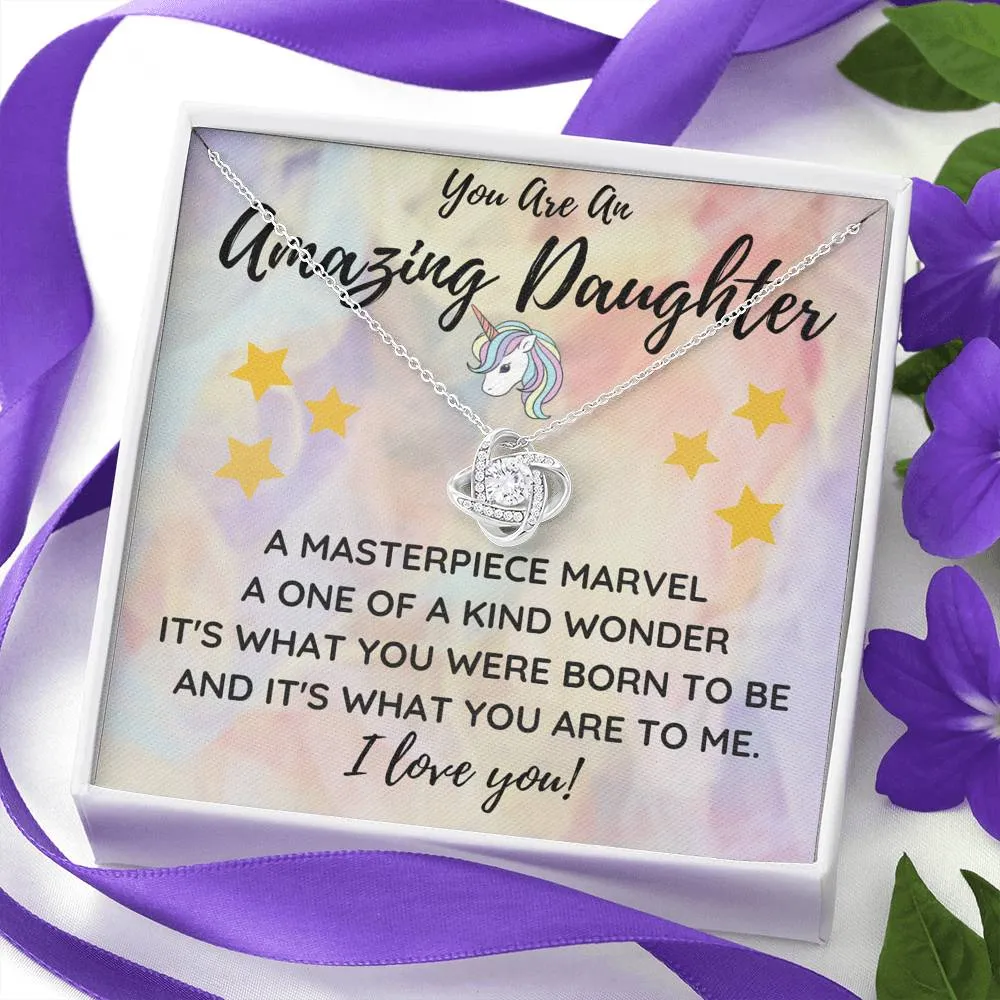 A one of a kind wonder-Love Knot Necklace for Daughter