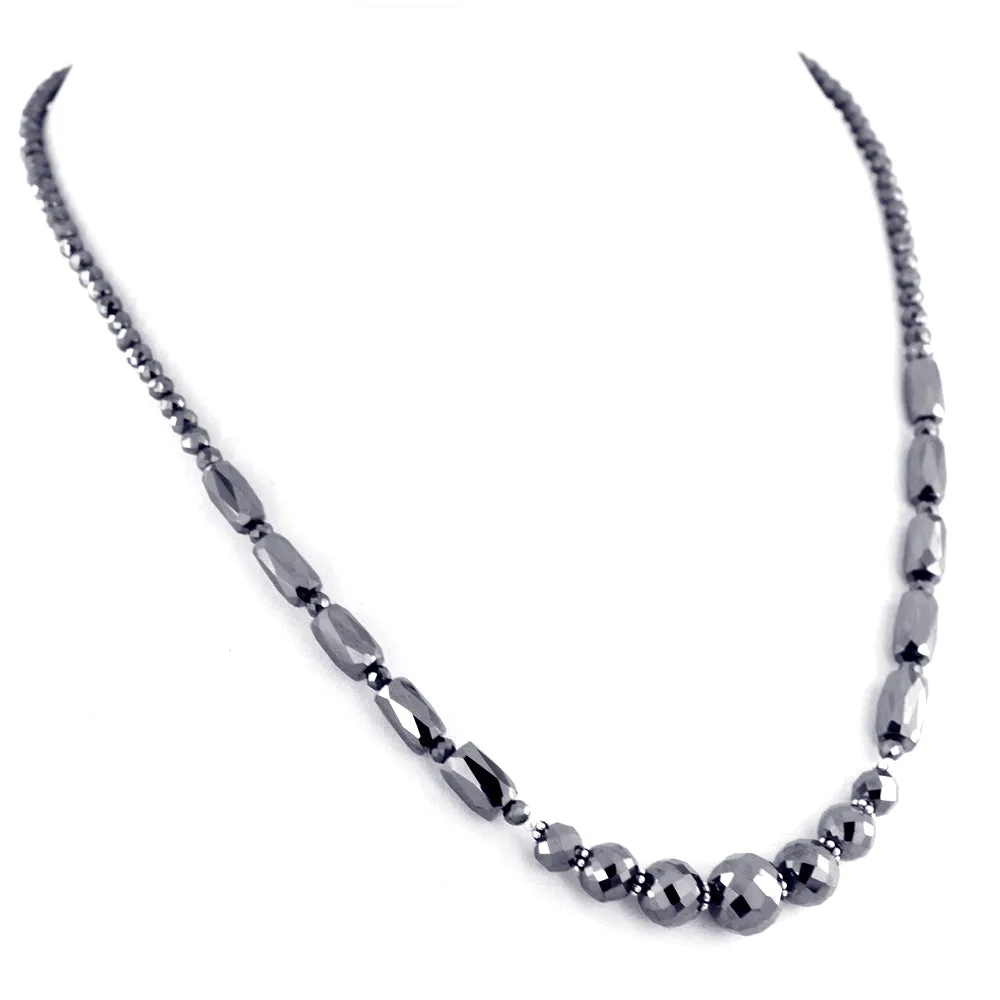 AAA Certified 3mm-4mm Black Diamond Beaded Necklace, Great Shine & Beautiful Look