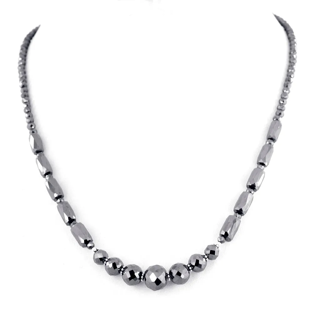 AAA Certified 3mm-4mm Black Diamond Beaded Necklace, Great Shine & Beautiful Look