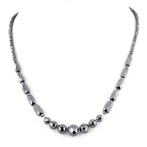 AAA Certified 3mm-4mm Black Diamond Beaded Necklace, Great Shine & Beautiful Look