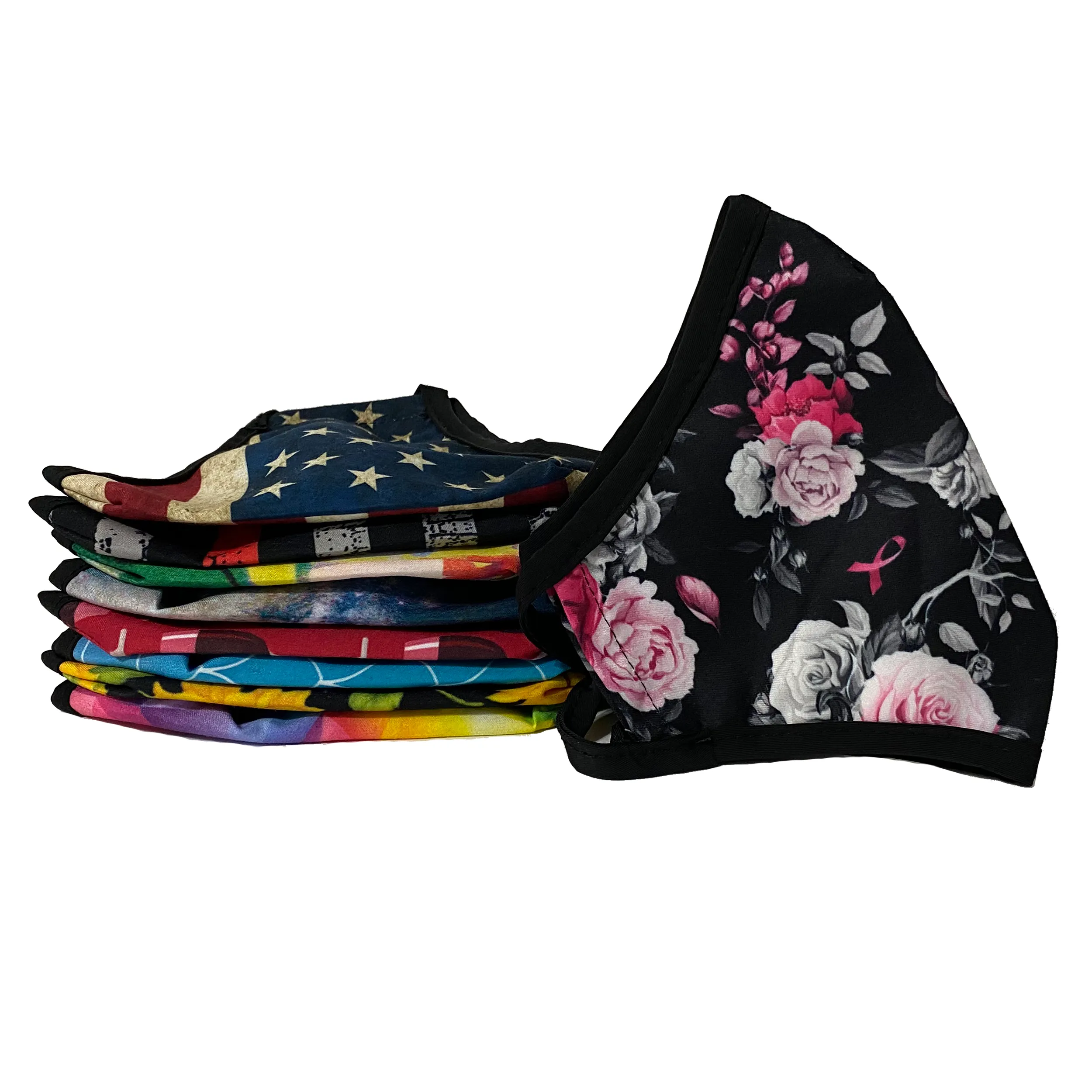 Adjustable Double Layered Ultra Soft Cotton Blend Face Masks - Washable & Reusable Patterned Mask for Men, Women - Roses Print Mask