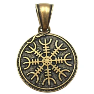 Aegishjalmur bronze pendant with serpent