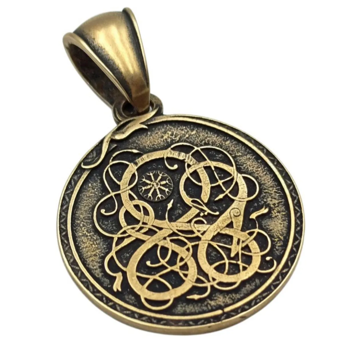 Aegishjalmur bronze pendant with serpent