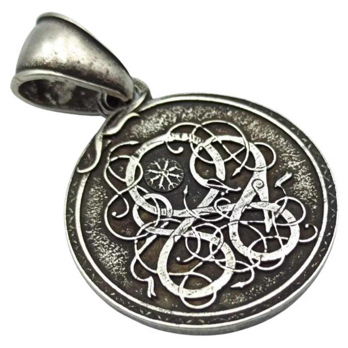 Aegishjalmur silver plated pendant with serpent