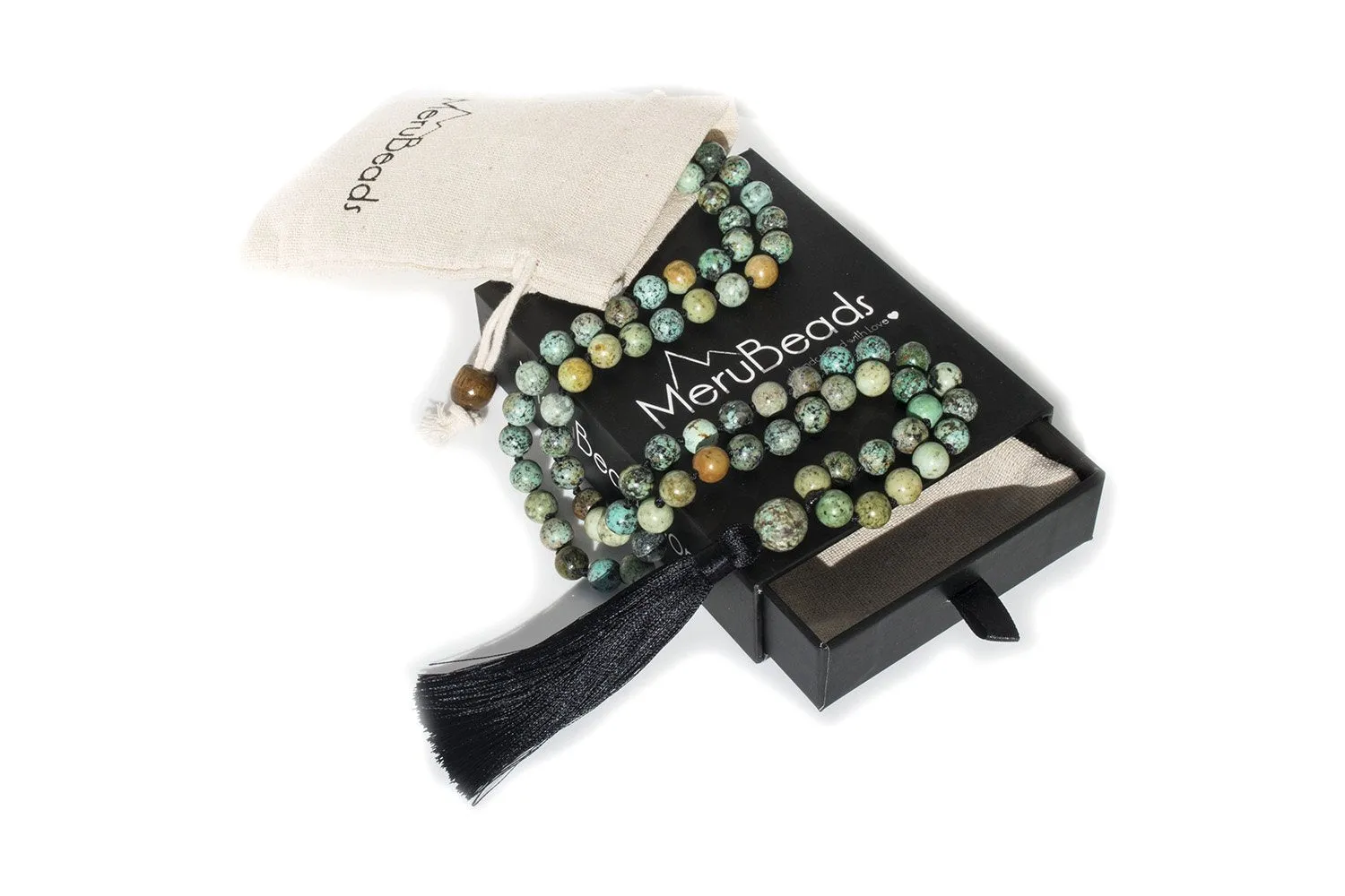 African Turquoise Mala Beads Necklace - "I am Divine"