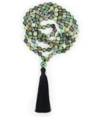 African Turquoise Mala Beads Necklace - "I am Divine"