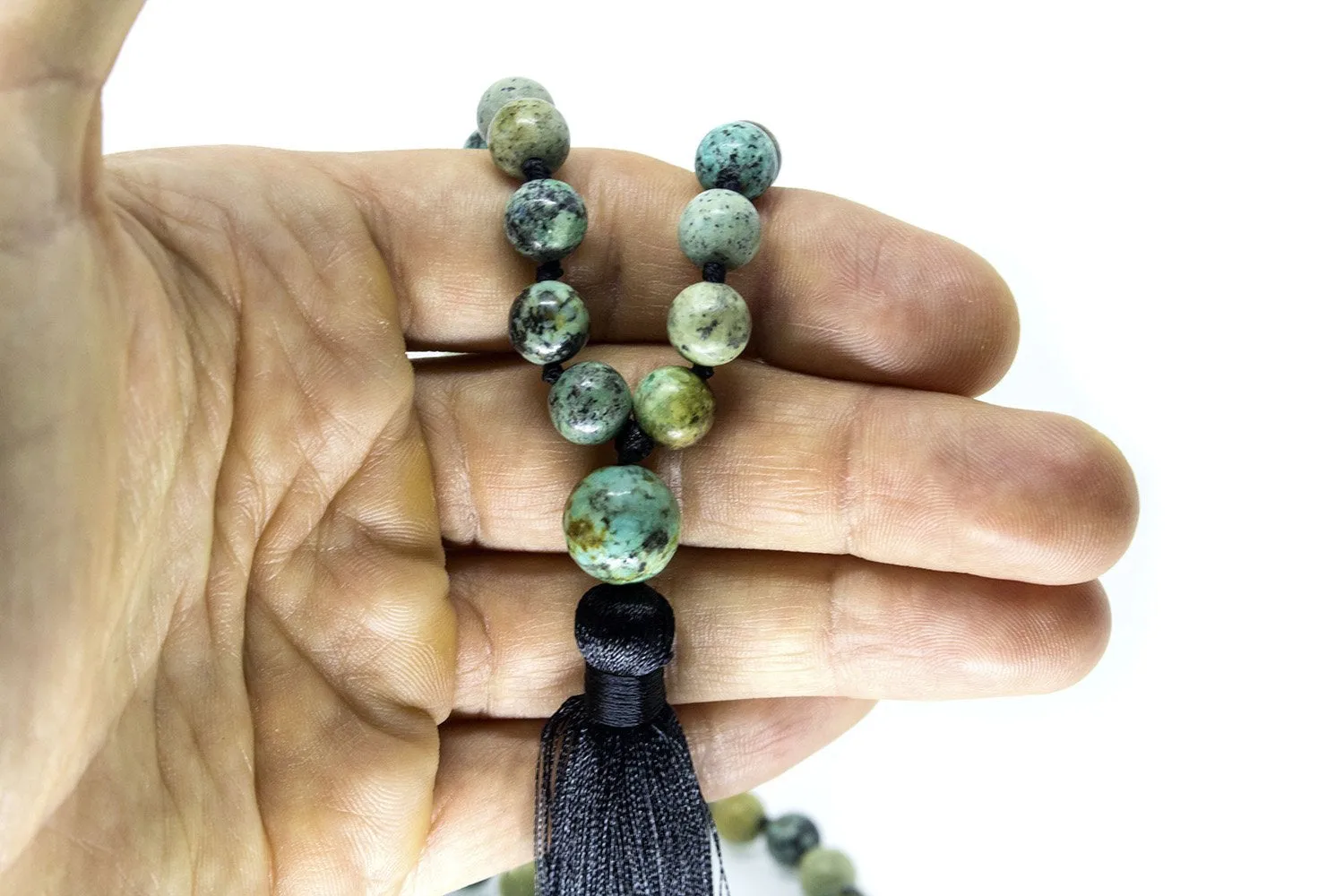 African Turquoise Mala Beads Necklace - "I am Divine"