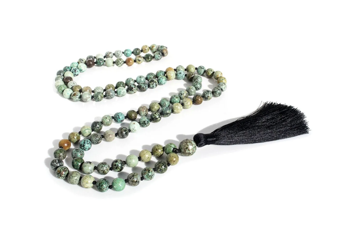 African Turquoise Mala Beads Necklace - "I am Divine"
